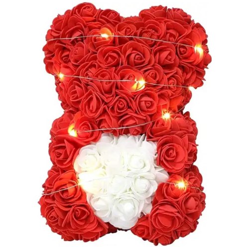 BQ54 Miś z róż z sercem 23cm led BQ54 Miś z róż z sercem 23cm led
