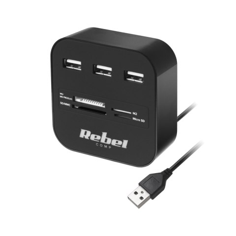 HUB USB 2.0 3 portowy z czytnikiem kart pamięci HUB USB 2.0 3 portowy z czytnikiem kart pamięci