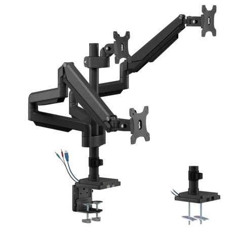 Uchwyt biurkowy do trzech monitorów czarny Ergo Office, ze sprężyną gazową, 17"-30", 7 kg, 1x USB 3.0, 2x mini-jack, ER-408B Uchwyt biurkowy do trzech monitorów czarny Ergo Office, ze sprężyną gazową, 17"-30", 7 kg, 1x USB 3.0, 2x mini-jack, ER-408B