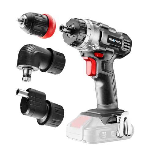 Wiertarko-wkrętarka akumulatorowa Energy+ 18V, zdejmowany uchwyt 10 mm, plus adapter kątowy i adapte Wiertarko-wkrętarka akumulatorowa Energy+ 18V, zdejmowany uchwyt 10 mm, plus adapter kątowy i adapte