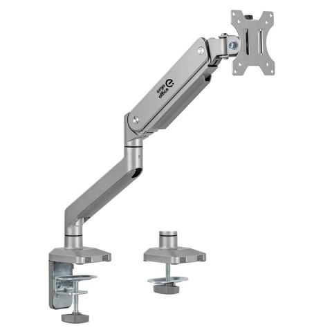Uchwyt do monitora aluminiowy ze sprężyną gazową Ergo Office, podwójne ramię, vesa 75x75/100x100, 17"-32" 10 kg srebrny, ER-447 Uchwyt do monitora aluminiowy ze sprężyną gazową Ergo Office, podwójne ramię, vesa 75x75/100x100, 17"-32" 10 kg srebrny, ER-447