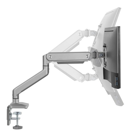 Uchwyt do monitora aluminiowy ze sprężyną gazową Ergo Office, podwójne ramię, vesa 75x75/100x100, 17"-32" 10 kg srebrny, ER-447 Uchwyt do monitora aluminiowy ze sprężyną gazową Ergo Office, podwójne ramię, vesa 75x75/100x100, 17"-32" 10 kg srebrny, ER-447