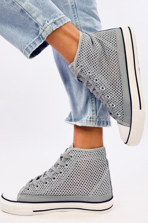 Ażurowe trampki za kostkę MOUSSE GREY - Inello Inello Ażurowe trampki za kostkę MOUSSE GREY - Inello Inello