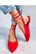 Baleriny z odkrytą piętą wiązane JODY RED - Inello Inello