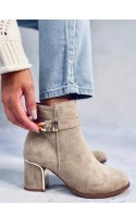 Eleganckie botki na obcasie KHALIA KHAKI - Inello Inello