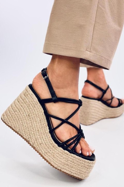 Sandałki espadryle na koturnie PASCAI BLACK - Inello Inello Sandałki espadryle na koturnie PASCAI BLACK - Inello Inello