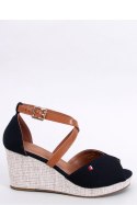 Sandałki na koturnie open toe BERNA BLACK - Inello Inello