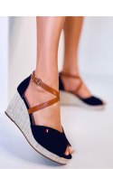 Sandałki na koturnie open toe BERNA BLACK - Inello Inello