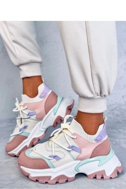 Sneakersy kolorowe na koturnie BEALS PINK - Inello Inello