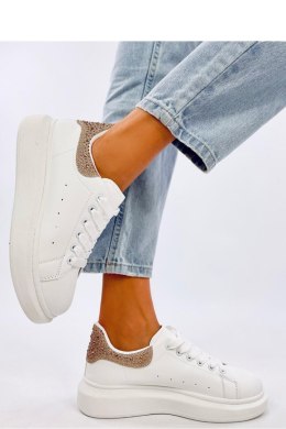 Sneakersy na platformie z cyrkoniami PARKSS WHITE/GOLD - Inello Inello