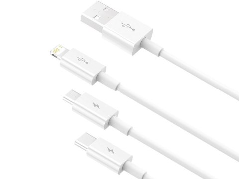 BASEUS Kabel USB 3w1 Superior Series, USB do micro USB / USB-C / Lightning, 3.5A, 1.2m (CAMLTYS-02) Biały BASEUS Kabel USB 3w1 Superior Series, USB do micro USB / USB-C / Lightning, 3.5A, 1.2m (CAMLTYS-02) Biały
