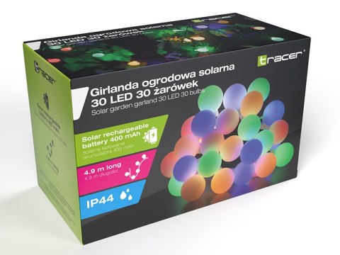 Girlanda ogrodowa TRACER solarna KOLOROWA 30 LED 30 żarówek Girlanda ogrodowa TRACER solarna KOLOROWA 30 LED 30 żarówek