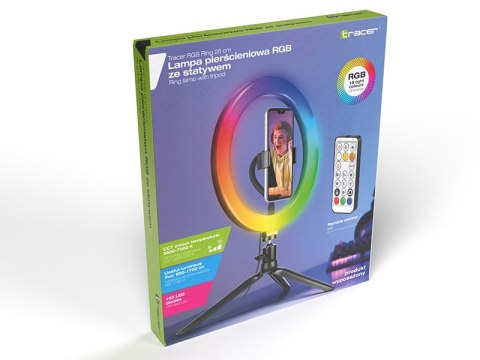 Lampa pierścieniowa TRACER RGB RING 26cm ze statywem Lampa pierścieniowa TRACER RGB RING 26cm ze statywem