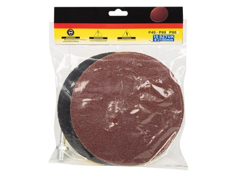 67-045# Dysk + papier ścierny 150mm 5szt 40gr. 67-045# Dysk + papier ścierny 150mm 5szt 40gr.