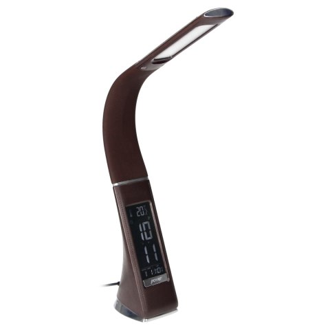 DOLOMIT LED 5W, lampka biurkowa z budzikiem, 400lm, 4000K, brązowa DOLOMIT LED 5W, lampka biurkowa z budzikiem, 400lm, 4000K, brązowa