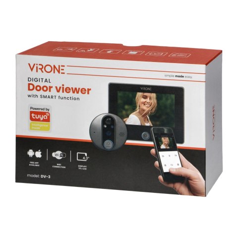 Cyfrowy wizjer do drzwi z kamerą, czujnikiem ruchu, funkcją SMART i doświetleniem nocnym Cyfrowy wizjer do drzwi z kamerą, czujnikiem ruchu, funkcją SMART i doświetleniem nocnym