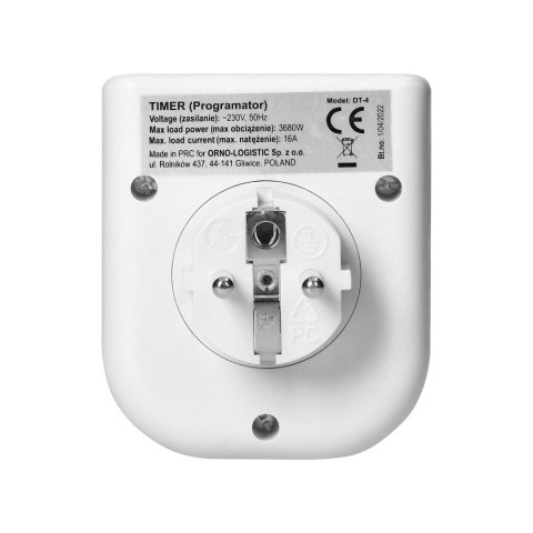 Elektroniczny programator czasowy z górnym wyświetlaczem LCD, 230 VAC 3680W, 16 punktów przełączenia, symulator obecności. Elektroniczny programator czasowy z górnym wyświetlaczem LCD, 230 VAC 3680W, 16 punktów przełączenia, symulator obecności.