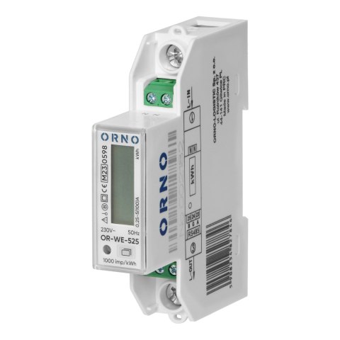 1-fazowy licznik energii elektrycznej, 100A, port RS-485, MID, 1 moduł, DIN TH-35mm, PV 1-fazowy licznik energii elektrycznej, 100A, port RS-485, MID, 1 moduł, DIN TH-35mm, PV