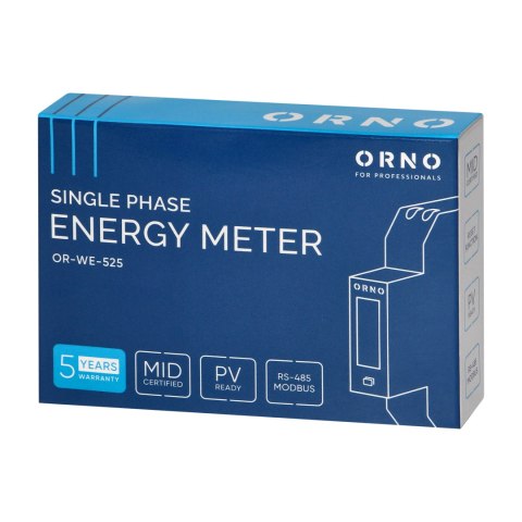 1-fazowy licznik energii elektrycznej, 100A, port RS-485, MID, 1 moduł, DIN TH-35mm, PV 1-fazowy licznik energii elektrycznej, 100A, port RS-485, MID, 1 moduł, DIN TH-35mm, PV