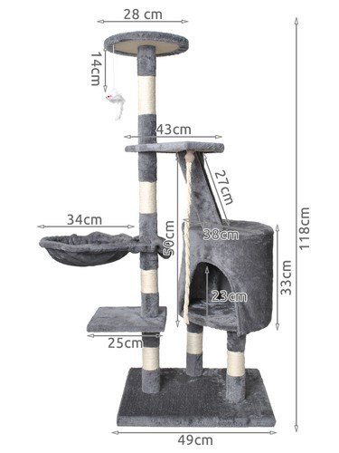 Drzewko dla kota 118cm szare Drzewko dla kota 118cm szare