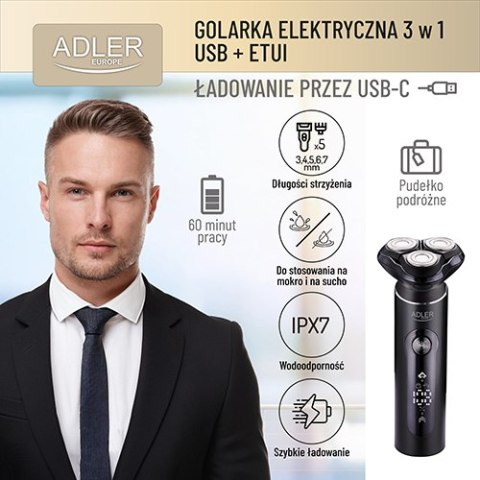 ADEG 2940 Golarka elektryczna 3 w 1 - usb + etui ADEG 2940 Golarka elektryczna 3 w 1 - usb + etui