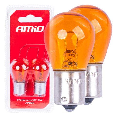 Żarówki halogenowe py21w bau15s 12v pomarańczowe 2szt. blister amio-03352 Żarówki halogenowe py21w bau15s 12v pomarańczowe 2szt. blister amio-03352