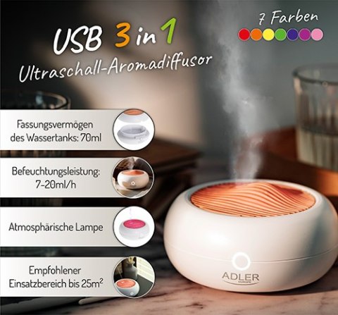 AD 7969 Ultradźwiękowy dyfuzor zapachowy usb 3w1 AD 7969 Ultradźwiękowy dyfuzor zapachowy usb 3w1