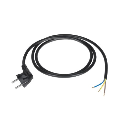 Przewód zasilający 3x1,5mm czarny 1,5m z wtyczką kątową Przewód zasilający 3x1,5mm czarny 1,5m z wtyczką kątową