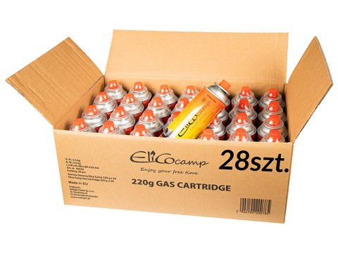 53-178# Gaz uniwersalny elico camp 220g 28-pak 393ml kartusz 53-178# Gaz uniwersalny elico camp 220g 28-pak 393ml kartusz