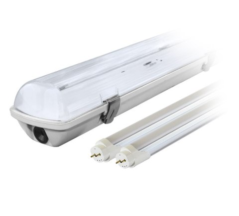 1x oprawa hermetyczna lampa led ip65 1 stronna + 2x świetlówka led 120cm 18w t8 4000k 1-stronna neutralna 1x oprawa hermetyczna lampa led ip65 1 stronna + 2x świetlówka led 120cm 18w t8 4000k 1-stronna neutralna