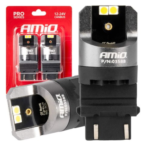 Żarówki led canbus pro series 3157 p27/7w 4x3030 smd white 12/24v amio-03588 Żarówki led canbus pro series 3157 p27/7w 4x3030 smd white 12/24v amio-03588