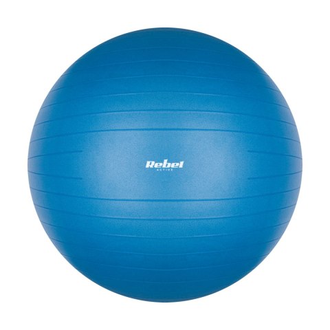 Piłka gimnastyczna rehabilitacyjna 65cm z pompką ręczną, kolor niebieski , REBEL ACTIVE Piłka gimnastyczna rehabilitacyjna 65cm z pompką ręczną, kolor niebieski , REBEL ACTIVE