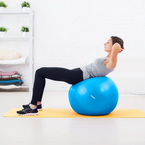 Piłka gimnastyczna rehabilitacyjna 65cm z pompką ręczną, kolor niebieski , REBEL ACTIVE Piłka gimnastyczna rehabilitacyjna 65cm z pompką ręczną, kolor niebieski , REBEL ACTIVE