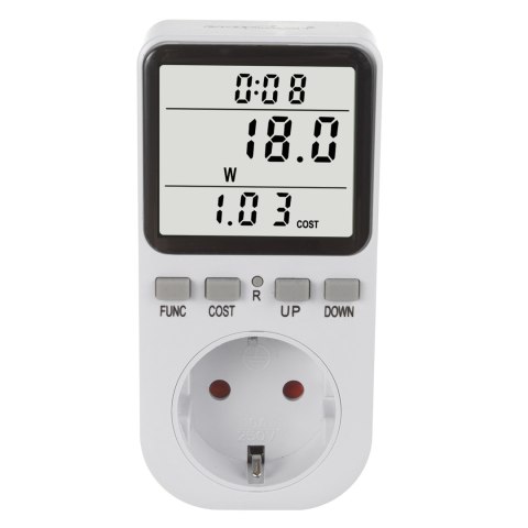 Miernik energii GreenBlue, watomierz, typ F, 220-240V AC, 50Hz, max. obciążenie 16A, IP20, wbudowana bateria, GB364 F Miernik energii GreenBlue, watomierz, typ F, 220-240V AC, 50Hz, max. obciążenie 16A, IP20, wbudowana bateria, GB364 F
