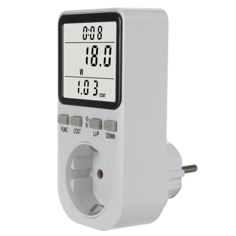 Miernik energii GreenBlue, watomierz, typ F, 220-240V AC, 50Hz, max. obciążenie 16A, IP20, wbudowana bateria, GB364 F Miernik energii GreenBlue, watomierz, typ F, 220-240V AC, 50Hz, max. obciążenie 16A, IP20, wbudowana bateria, GB364 F