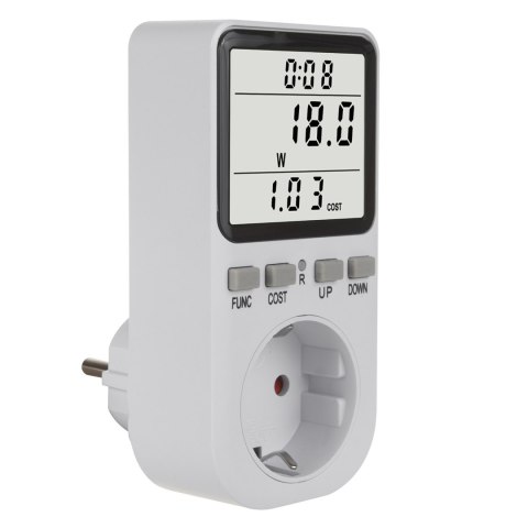 Miernik energii GreenBlue, watomierz, typ F, 220-240V AC, 50Hz, max. obciążenie 16A, IP20, wbudowana bateria, GB364 F Miernik energii GreenBlue, watomierz, typ F, 220-240V AC, 50Hz, max. obciążenie 16A, IP20, wbudowana bateria, GB364 F