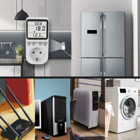 Miernik energii GreenBlue, watomierz, typ F, 220-240V AC, 50Hz, max. obciążenie 16A, IP20, wbudowana bateria, GB364 F Miernik energii GreenBlue, watomierz, typ F, 220-240V AC, 50Hz, max. obciążenie 16A, IP20, wbudowana bateria, GB364 F