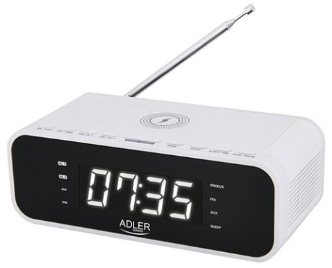 AD 1192 white Radiobudzik z bezprzewodową ładowarką i fm AD 1192 white Radiobudzik z bezprzewodową ładowarką i fm
