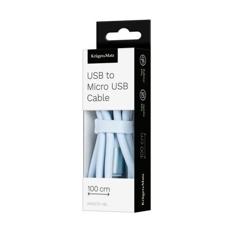 Kabel USB - microUSB 1 m silikonowy niebieski Kruger&Matz Basic Kabel USB - microUSB 1 m silikonowy niebieski Kruger&Matz Basic