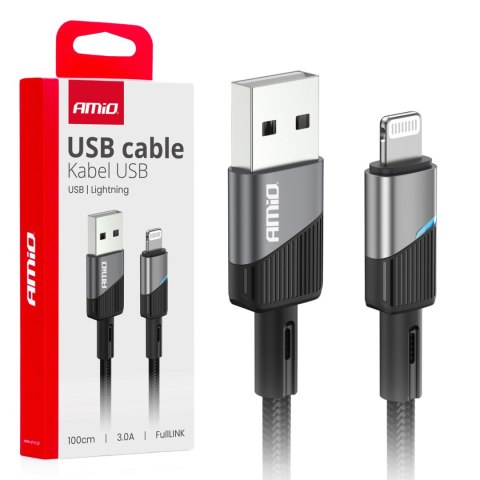 Kabel do ładowania usb-a - lightning iphone 3a 100cm fulllink amio-03925 Kabel do ładowania usb-a - lightning iphone 3a 100cm fulllink amio-03925