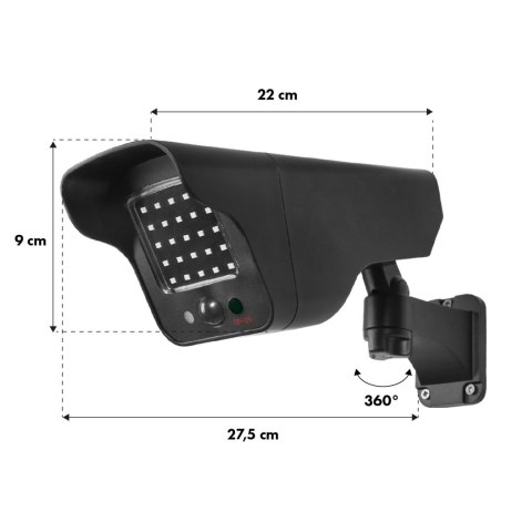 Solarna atrapa kamery, migająca dioda, czujnik ruchu, oświetlenie LED, naklejka gratis, SOL1803S Solarna atrapa kamery, migająca dioda, czujnik ruchu, oświetlenie LED, naklejka gratis, SOL1803S