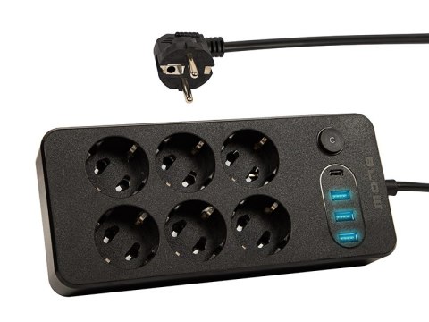 98-210# Przedłużacz sieciowy ps-620 6-gniazd 3xusb 1xusb-c 2m czarny 2x1mm 98-210# Przedłużacz sieciowy ps-620 6-gniazd 3xusb 1xusb-c 2m czarny 2x1mm