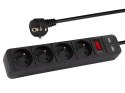 98-779# Przedłużacz sieciowy pr-470wsp/usb 4-gniazda+usb z uziemieniem+wyłącznik 5m czarny 3x1,5mm
