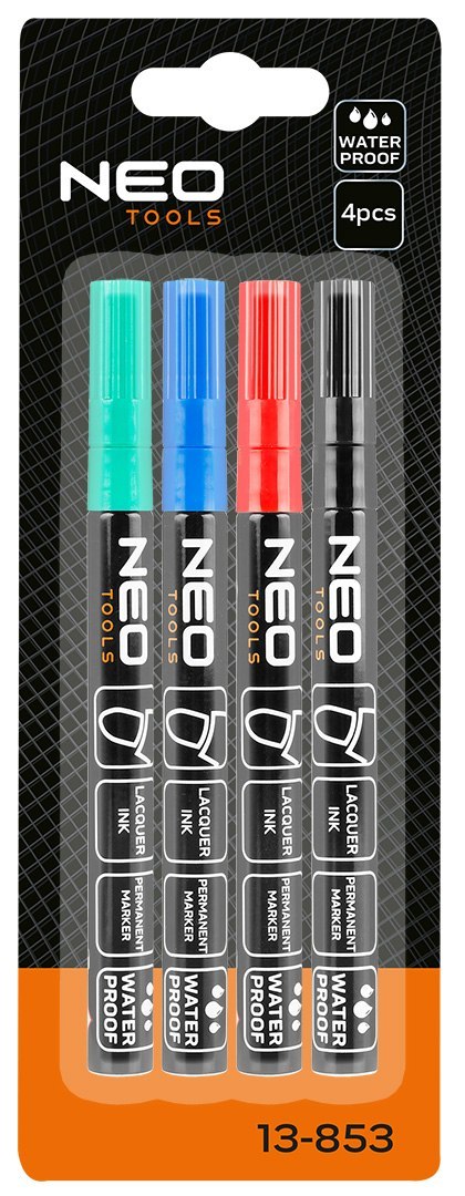 Marker budowlany, 4 kolory, permanentny, wodoodporny, lakierowy, aluminiowy, 4 szt Marker budowlany, 4 kolory, permanentny, wodoodporny, lakierowy, aluminiowy, 4 szt
