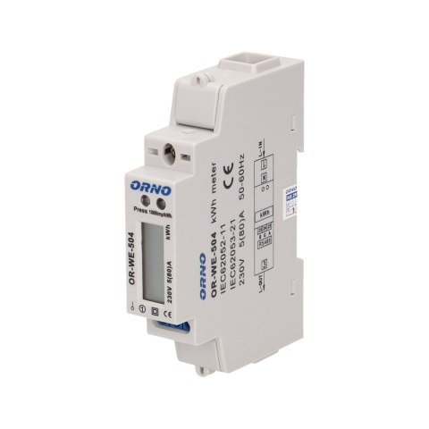 1-fazowy wskaźnik zużycia energii elektrycznej, 80A, port RS-485, 1 moduł, DIN TH-35mm 1-fazowy wskaźnik zużycia energii elektrycznej, 80A, port RS-485, 1 moduł, DIN TH-35mm