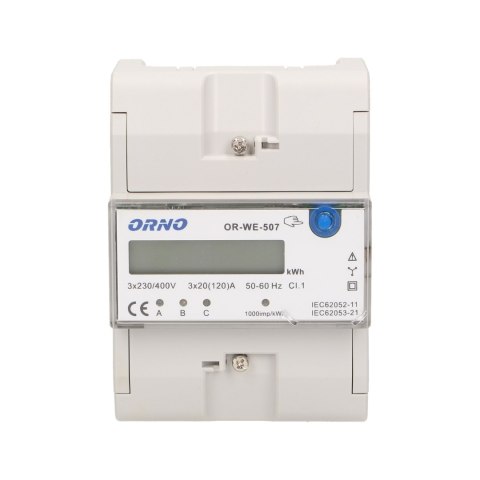 3-fazowy wskaźnik energii elektrycznej, 120A, 5 modułów, DIN TH-35mm, dodatkowy przycisk 3-fazowy wskaźnik energii elektrycznej, 120A, 5 modułów, DIN TH-35mm, dodatkowy przycisk