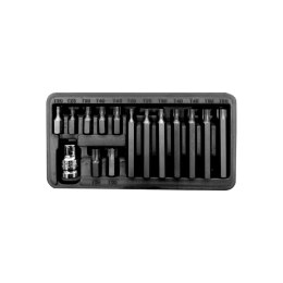 10741 Zestaw końcówek, bitów 3/8 cala Torx T20-T55, L=30/75mm, 15 elementów