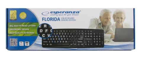 EK129 Klawiatura przewodowa standardowa z dużym nadrukiem USB Florida EK129 Klawiatura przewodowa standardowa z dużym nadrukiem USB Florida