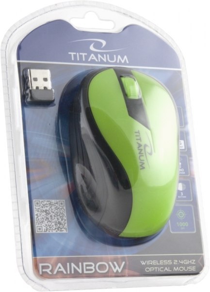 TM114G Mysz bezprzewodowa 2.4GHz 3D optyczna USB Rainbow zielona TM114G Mysz bezprzewodowa 2.4GHz 3D optyczna USB Rainbow zielona
