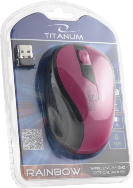 TM114P Mysz bezprzewodowa 2.4GHz 3D optyczna USB Rainbow różowa TM114P Mysz bezprzewodowa 2.4GHz 3D optyczna USB Rainbow różowa